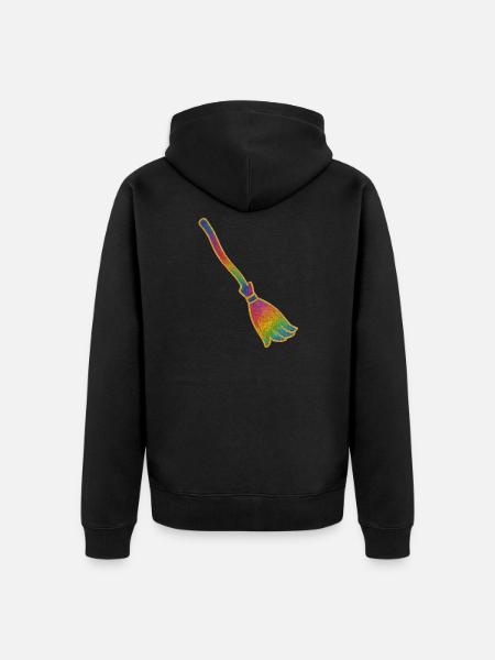 Zauberbesen | Hexenbesen | Regenbogenbesen Glitter - Unisex Premium Bio Zip Hoodie - Schwarz