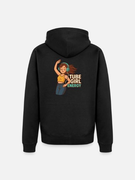 Tube Girl Energie - Unisex Premium Bio Zip Hoodie - Schwarz