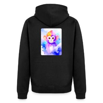 Little Monkey (Portrait) (Purple Watercolor) - Unisex Premium Organic Zip Hoodie - black - Back - Nico (187cm)