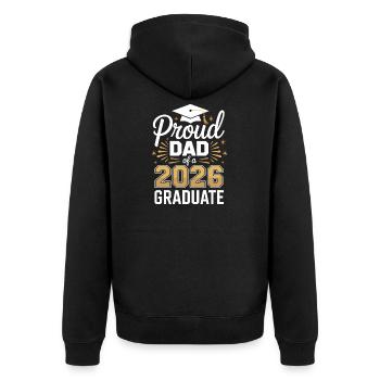 Stolzer Vater eines Absolventen des Jahres 2026 - Unisex Premium Bio Zip Hoodie - Schwarz - Hinten - Nico (187cm)