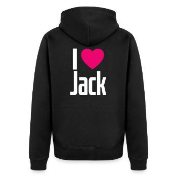 I Love Jack Pink Heart I Love Jack - Unisex Premium Organic Zip Hoodie - black - Back - Nico (187cm)