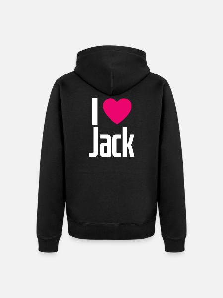 J’aime Jack Cœur Rose J’aime Jack - Veste à capuche bio Premium Unisexe - noir