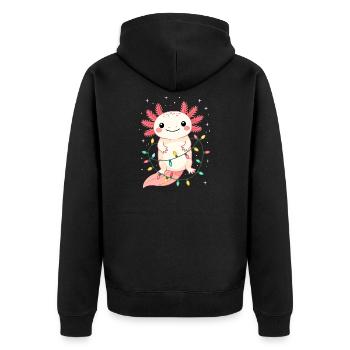 Axolotl Weihnachten Weihnachtspullover lustig süß - Unisex Premium Bio Zip Hoodie - Schwarz - Hinten - Nico (187cm)