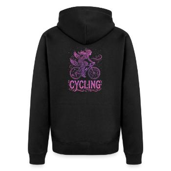 Feenradfahrer in rosa Spitze - Unisex Premium Bio Zip Hoodie - Schwarz - Hinten - Nico (187cm)
