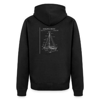 Sailing Boat Blueprint Line Art - Unisex Premium Organic Zip Hoodie - black - Back - Nico (187cm)