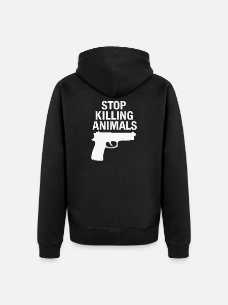 Stop Animal Murder – Statement Shirt - Unisex Premium Organic Zip Hoodie - black