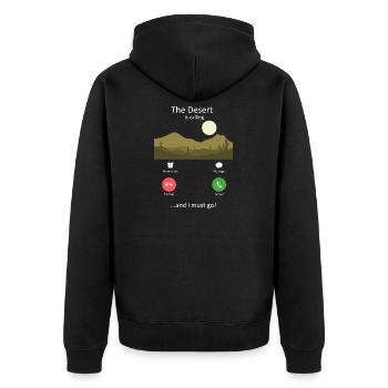 The Desert Is Calling Outdoor Hiking Adventure - Unisex Premium Organic Zip Hoodie - black - Back - Nico (187cm)