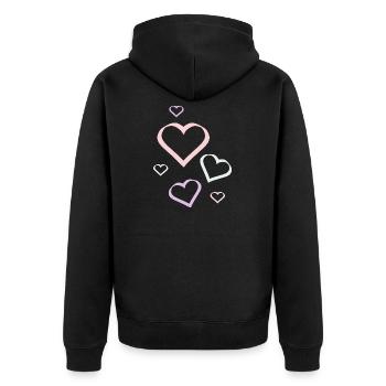 Herz pastell Muster Herzmuster Geschenk  - Unisex Premium Bio Zip Hoodie - Schwarz - Hinten - Nico (187cm)