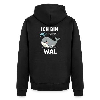 Wal  Meerestier Unterwasser Kostüm Fasching Fisch - Unisex Premium Bio Zip Hoodie - Schwarz - Hinten - Nico (187cm)