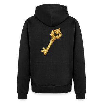 Goldener Ornament-Schlüssel - Unisex Premium Bio Zip Hoodie - Schwarz - Hinten - Nico (187cm)