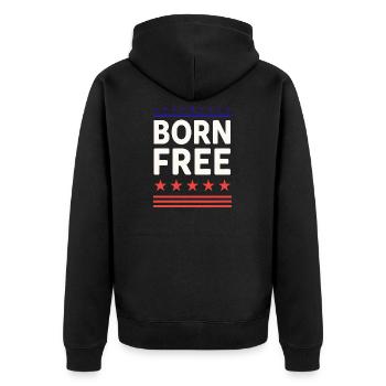 Born Free Stars & Stripes - Unisex Premium Organic Zip Hoodie - black - Back - Nico (187cm)