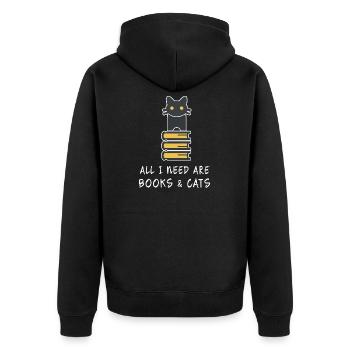 Tout ce dont j’ai besoin, ce sont des livres et des chats - Veste à capuche bio Premium Unisexe - noir - Dos - Nico (187cm)