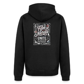 Film Nerds Unite Creative Cinema Lovers - Unisex Premium Organic Zip Hoodie - black - Back - Nico (187cm)