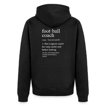 Football-Trainer-Definition Lustige Typografie-Kunst - Unisex Premium Bio Zip Hoodie - Schwarz - Hinten - Nico (187cm)