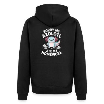 Axolotl a mangé mes devoirs - Veste à capuche bio Premium Unisexe - noir - Dos - Nico (187cm)
