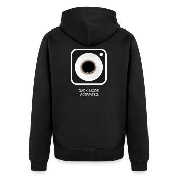 Mode sombre Mode Activé Coffee Dit Design - Veste à capuche bio Premium Unisexe - noir - Dos - Nico (187cm)