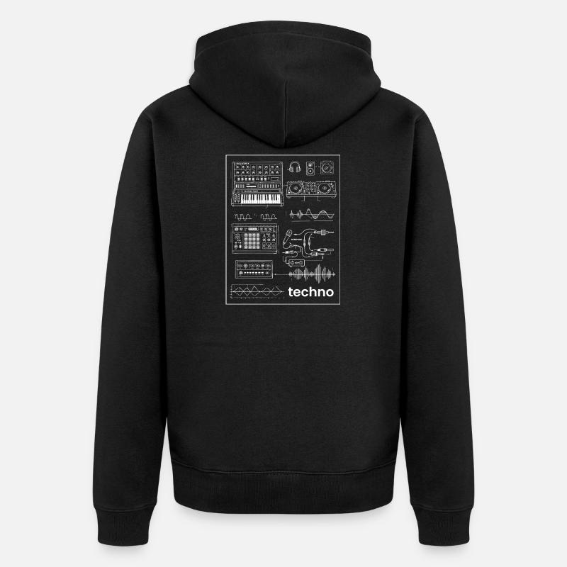 Synthèse en studio techno - Veste à capuche bio Premium Unisexe - noir