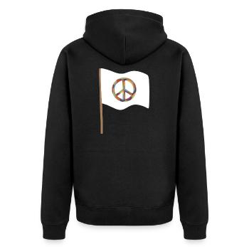 Kaleido Friedenssymbolflagge - Unisex Premium Bio Zip Hoodie - Schwarz - Hinten - Nico (187cm)
