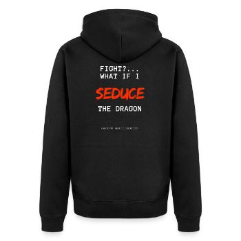 DeD-Barden-Themen-T-Shirt - Unisex Premium Bio Zip Hoodie - Schwarz - Hinten - Nico (187cm)