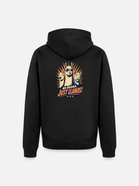 No Drama Just Llama Cool Retro - Unisex Premium Organic Zip Hoodie - black