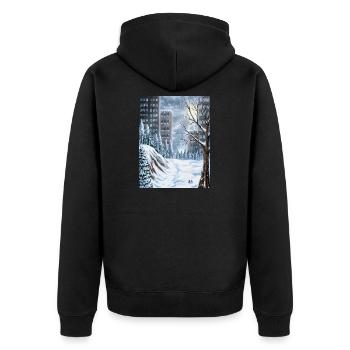 Urban winter among skyscrapers - Unisex Premium Organic Zip Hoodie - black - Back - Nico (187cm)