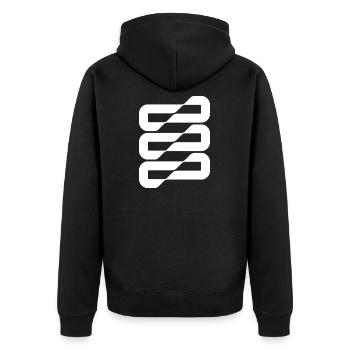 Flowwave-Stripes Abstract - Unisex Premium Bio Zip Hoodie - Schwarz - Hinten - Nico (187cm)