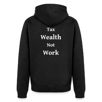 Richesse fiscale, pas travail - Veste à capuche bio Premium Unisexe - noir - Dos - Nico (187cm)