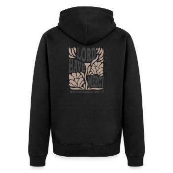 Écriture florale du seigneur aie pitié - Veste à capuche bio Premium Unisexe - noir - Dos - Nico (187cm)
