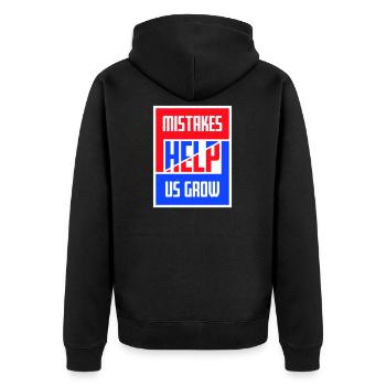Mistakes Help Us Grow Lustig Motivational Wachstum - Unisex Premium Bio Zip Hoodie - Schwarz - Hinten - Nico (187cm)