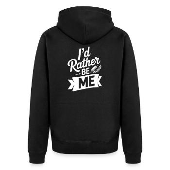 Ich wäre lieber ich selbst - Unisex Premium Bio Zip Hoodie - Schwarz - Hinten - Nico (187cm)