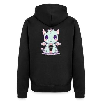 Mint dragon with wings - Unisex Premium Organic Zip Hoodie - black - Back - Nico (187cm)