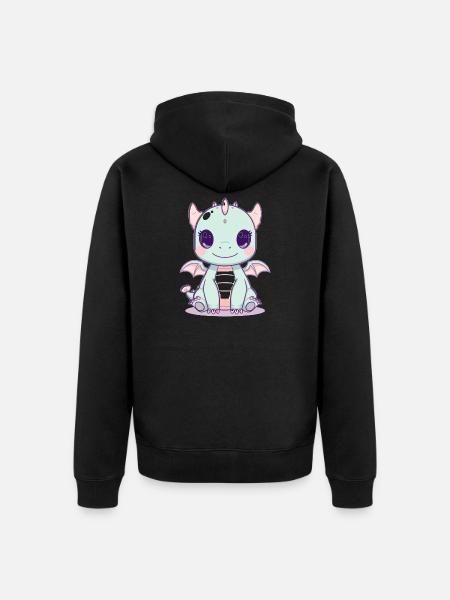 Mint dragon with wings - Unisex Premium Organic Zip Hoodie - black