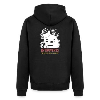 Introvertierter Botanischer Club - Unisex Premium Bio Zip Hoodie - Schwarz - Hinten - Nico (187cm)