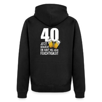 40 Geburtstag Bier Männer Lustiger Spruch - Unisex Premium Bio Zip Hoodie - Schwarz - Hinten - Nico (187cm)