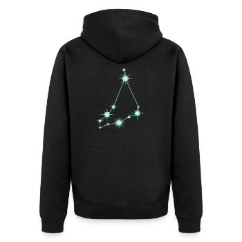 Steinbock-Stern Sternbild Tierkreiszeichen Grün - Unisex Premium Bio Zip Hoodie - Schwarz - Hinten - Nico (187cm)