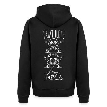 Triathlète Gaming Gamer - Unisex Premium Bio Zip Hoodie - Schwarz - Hinten - Nico (187cm)