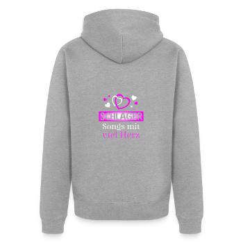 Schlager Songs mit viel Herz - Unisex Premium Bio Zip Hoodie - Grau meliert - Hinten - Nico (187cm)