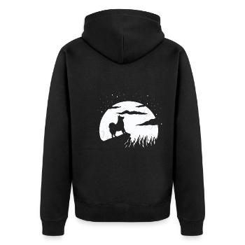 Alaskan Malamute Hund - Unisex Premium Bio Zip Hoodie - Schwarz - Hinten - Nico (187cm)