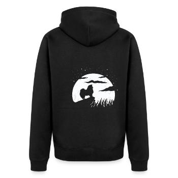 American Eskimo Dog Hund - Unisex Premium Organic Zip Hoodie - black - Back - Nico (187cm)