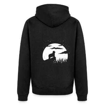 Bearded Collie - Unisex Premium Bio Zip Hoodie - Schwarz - Hinten - Nico (187cm)