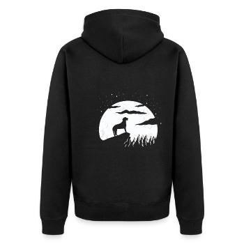 Curly Coated Retriever - Unisex Premium Organic Zip Hoodie - black - Back - Nico (187cm)