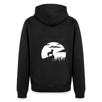 Holländischer Schäferhund Hollandse Herdershond - Unisex Premium Bio Zip Hoodie - Schwarz - Hinten - Nico (187cm)