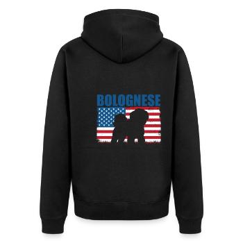 Bologneser Hunde Dad Dog Mom | Bologneser - Unisex Premium Bio Zip Hoodie - Schwarz - Hinten - Nico (187cm)