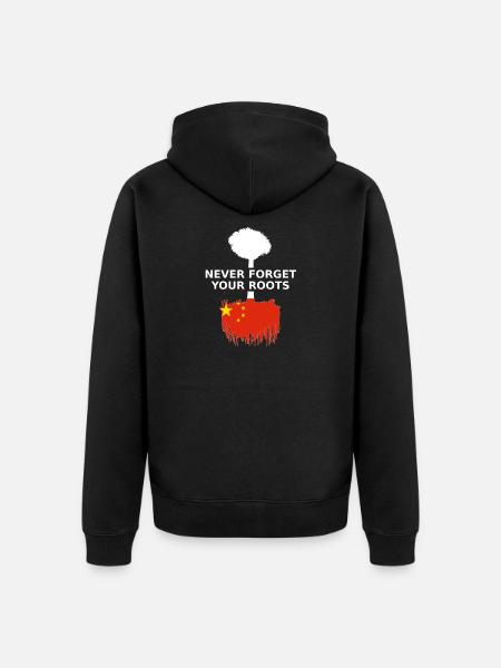 China Chinese Roots - Unisex Premium Organic Zip Hoodie - black