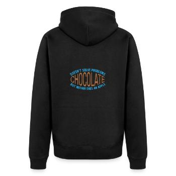 Schokolade Löst Keine Probleme Lustig Witz - Unisex Premium Bio Zip Hoodie - Schwarz - Hinten - Nico (187cm)