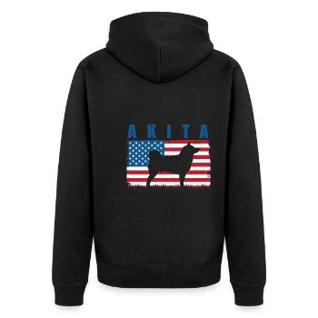 Akita - Unisex Premium Bio Zip Hoodie - Schwarz - Hinten - Nico (187cm)
