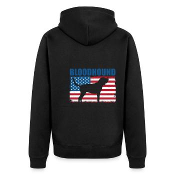 Bloodhound Hund - Unisex Premium Bio Zip Hoodie - Schwarz - Hinten - Nico (187cm)