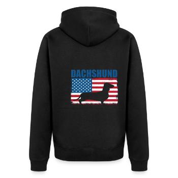 Dachshund Funny Dogs Gift - Unisex Premium Organic Zip Hoodie - black - Back - Nico (187cm)