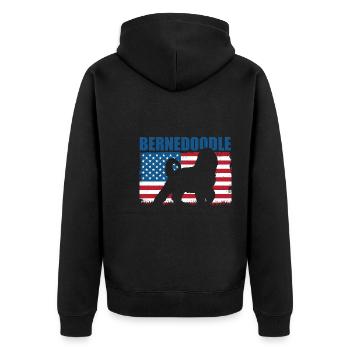 Bernedoodle Dog - Unisex Premium Organic Zip Hoodie - black - Back - Nico (187cm)