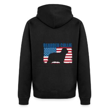 Bearded Collie - Unisex Premium Bio Zip Hoodie - Schwarz - Hinten - Nico (187cm)